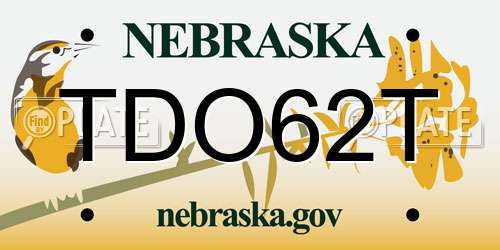 TDO62T Nebraska License Plate