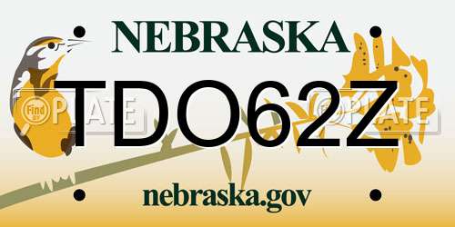 TDO62Z Nebraska License Plate