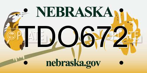 TDO672 Nebraska License Plate