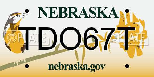 TDO67T Nebraska License Plate