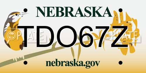 TDO67Z Nebraska License Plate