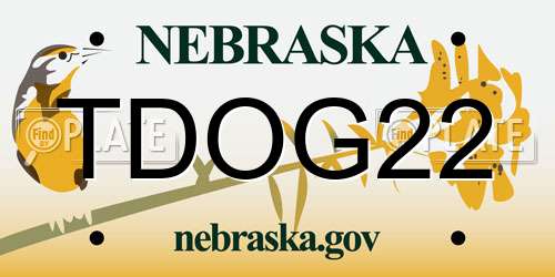 TDOG22 Nebraska License Plate