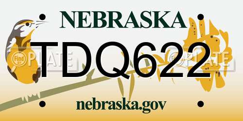 TDQ622 Nebraska License Plate