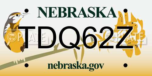 TDQ62Z Nebraska License Plate