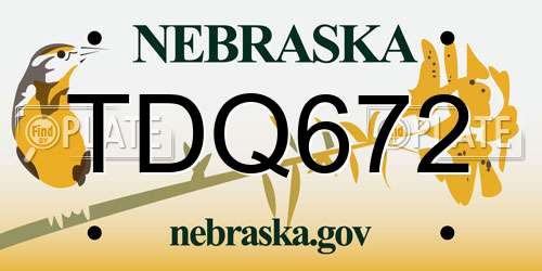 TDQ672 Nebraska License Plate