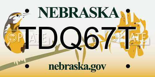 TDQ67T Nebraska License Plate