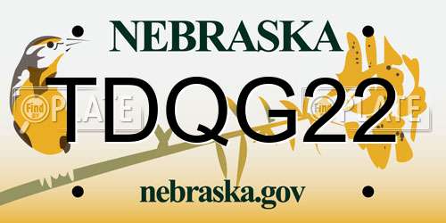 TDQG22 Nebraska License Plate