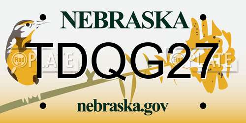 TDQG27 Nebraska License Plate