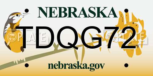 TDQG72 Nebraska License Plate