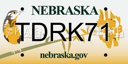 TDRK71 Nebraska License Plate