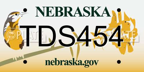 TDS454 Nebraska License Plate