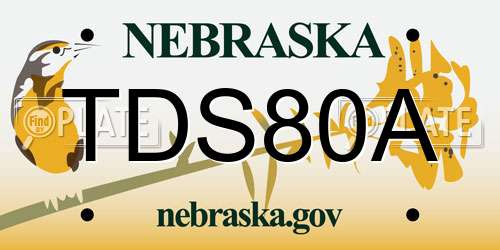 TDS80A Nebraska License Plate