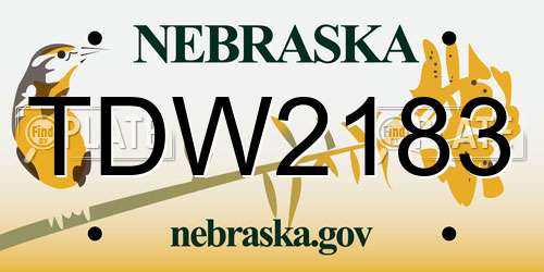 TDW2183 Nebraska License Plate
