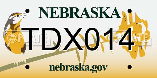 TDX014 Nebraska License Plate