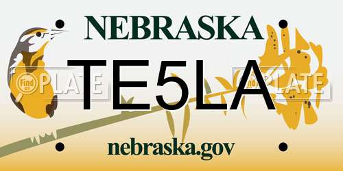 TE5LA Nebraska License Plate