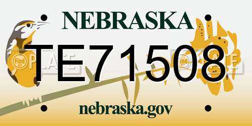 TE71508 Nebraska License Plate