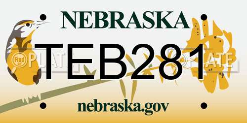 TEB281 Nebraska License Plate