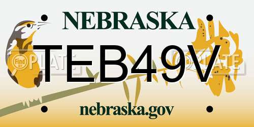 TEB49V Nebraska License Plate