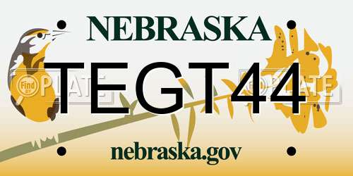 TEGT44 Nebraska License Plate