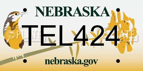 TEL424 Nebraska License Plate