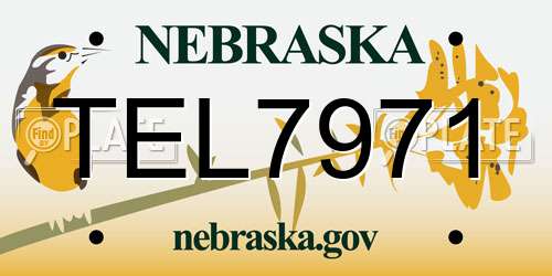 TEL7971 Nebraska License Plate