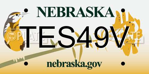 TES49V Nebraska License Plate