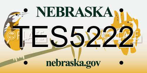 TES5222 Nebraska License Plate