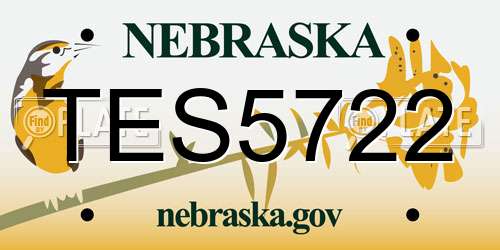 TES5722 Nebraska License Plate