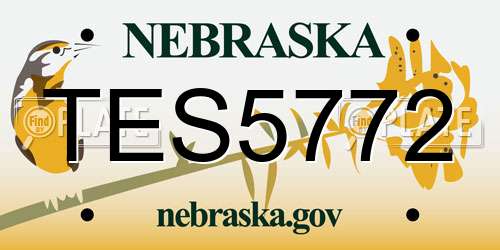 TES5772 Nebraska License Plate