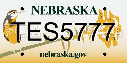 TES5777 Nebraska License Plate