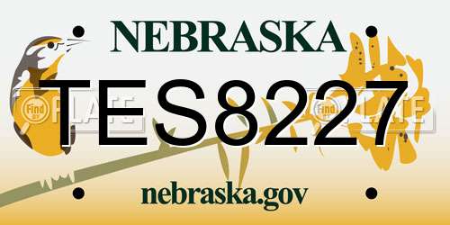 TES8227 Nebraska License Plate