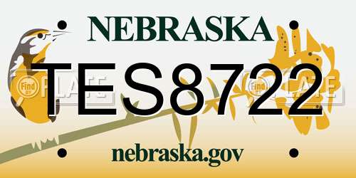 TES8722 Nebraska License Plate