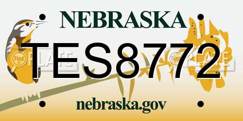 TES8772 Nebraska License Plate