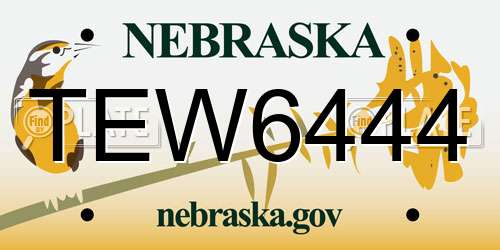 TEW6444 Nebraska License Plate
