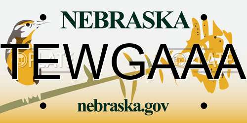 TEWGAAA Nebraska License Plate