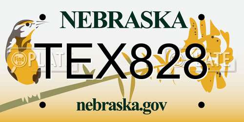 TEX828 Nebraska License Plate