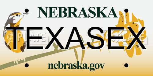 TEXASEX Nebraska License Plate
