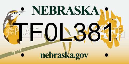 TF0L381 Nebraska License Plate