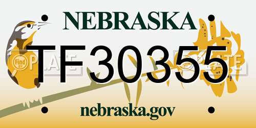 TF30355 Nebraska License Plate