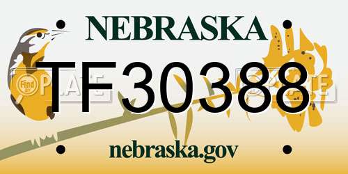 TF30388 Nebraska License Plate
