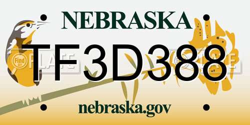 TF3D388 Nebraska License Plate