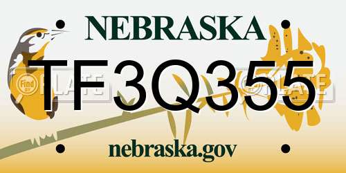 TF3Q355 Nebraska License Plate
