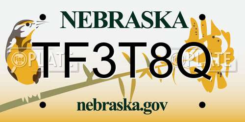 TF3T8Q Nebraska License Plate