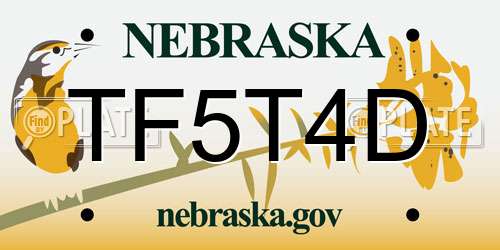 TF5T4D Nebraska License Plate