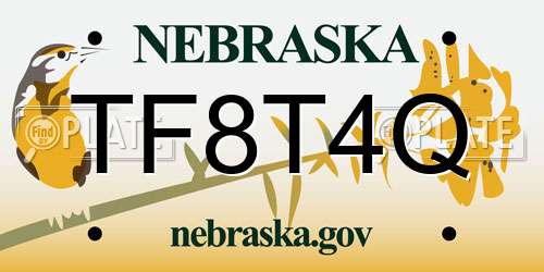 TF8T4Q Nebraska License Plate