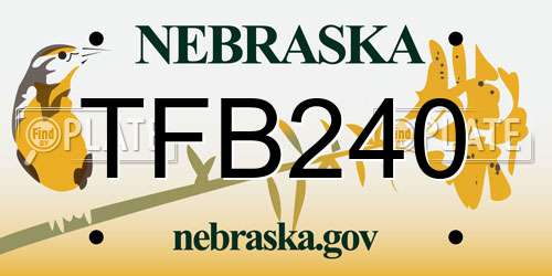 TFB240 Nebraska License Plate