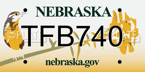 TFB740 Nebraska License Plate