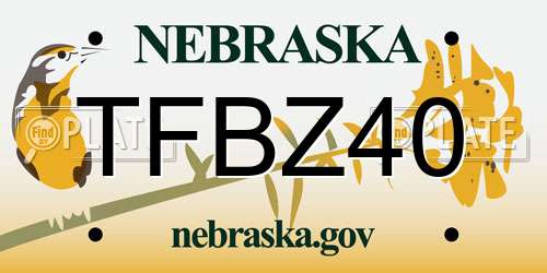 TFBZ40 Nebraska License Plate