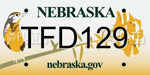 TFD129 Nebraska License Plate