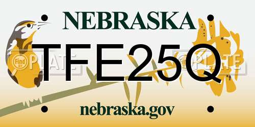 TFE25Q Nebraska License Plate